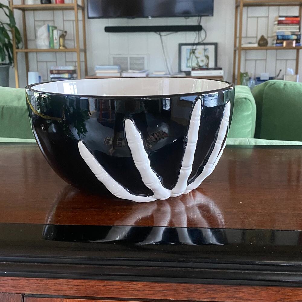 The Bake Shop Black Scary Hand Bowl Halloween‎ Treat Bowl